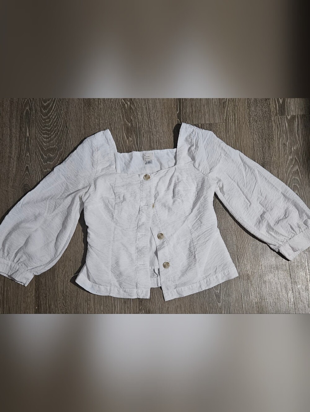 a new day White Square Neck Puff Sleeve Button Front Top - Kids